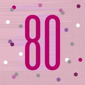 Glitzy Pink Napkins - 80th