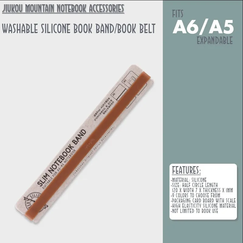 GRAY A6 B6 A5 Jiukou Washable Silicone Book Band Adjustable Book Band Book Belt Book Fastener Notebook Elastic Band
