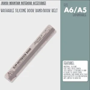 GRAY A6 B6 A5 Jiukou Washable Silicone Book Band Adjustable Book Band Book Belt Book Fastener Notebook Elastic Band