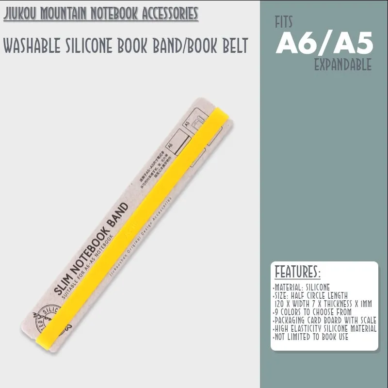 GRAY A6 B6 A5 Jiukou Washable Silicone Book Band Adjustable Book Band Book Belt Book Fastener Notebook Elastic Band