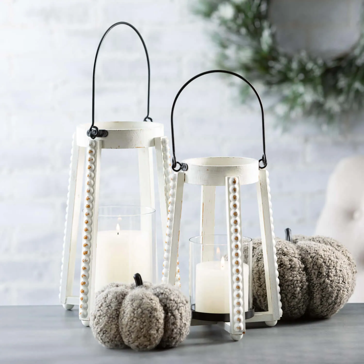 Gray Boucle Fall Pumpkin Set