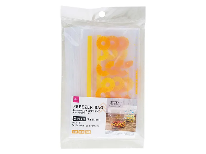 Gusseted Double Zipper Freezer Bags Fresh Fruit 6.29in x 7.28in x 1.57in