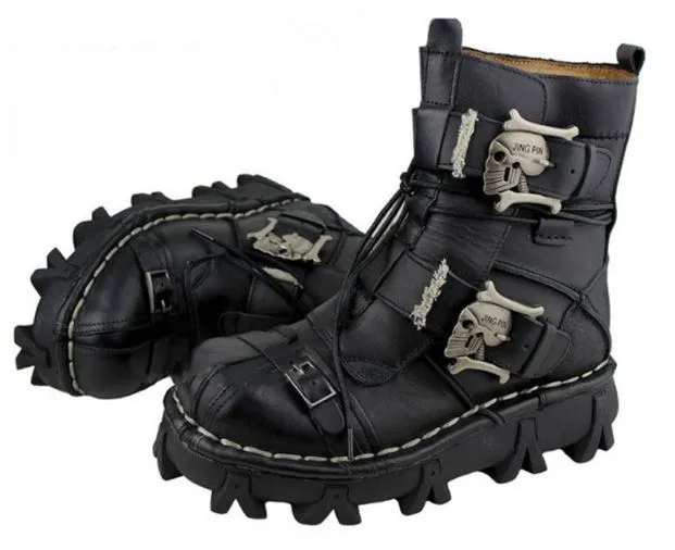 Handmade Leather Skull Boots