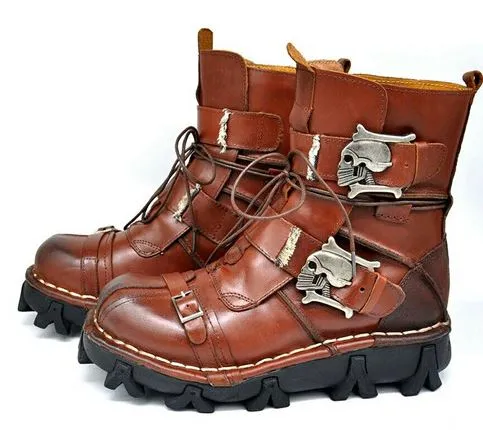 Handmade Leather Skull Boots