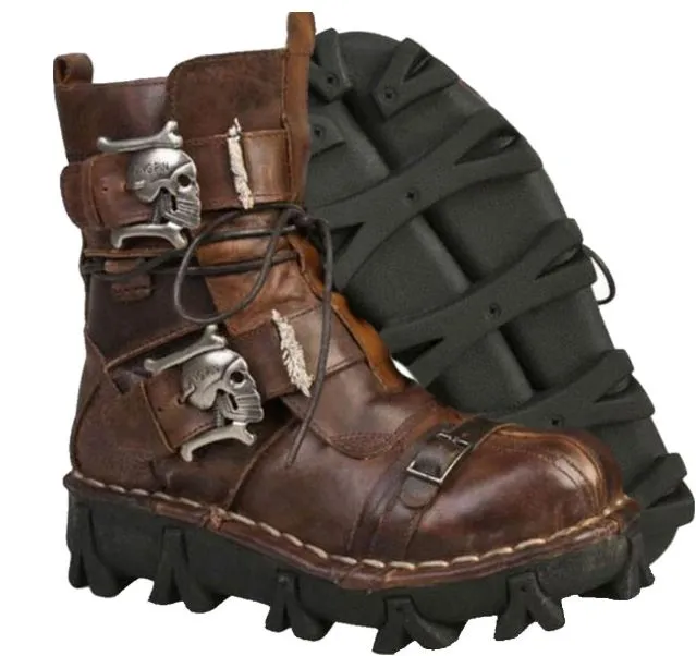 Handmade Leather Skull Boots