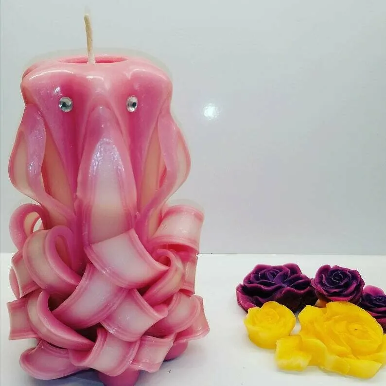 Handmade unfragranced carved candle - Pineapple design