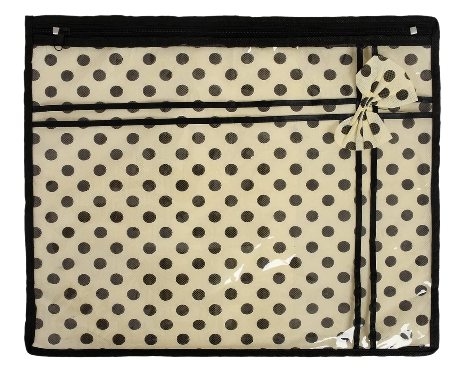 Heart Home Dot Print Non-Woven Single Saree cover For Store Saree, Lehenga, Suit With Transparent Top,Pack of 3 (Cream) 54HH4150.