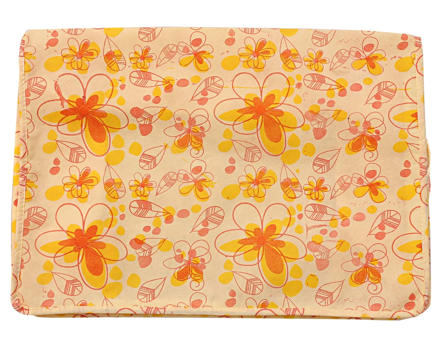 Heart Home Flower Design Non-woven Sarees, Clothes Cover/Organizer With Transparent Window- Pack of 3 (Yellow)-44HH0394