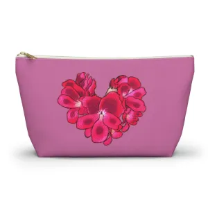 Heart Shaped Tropical Flower Accessory Pouch w T-bottom