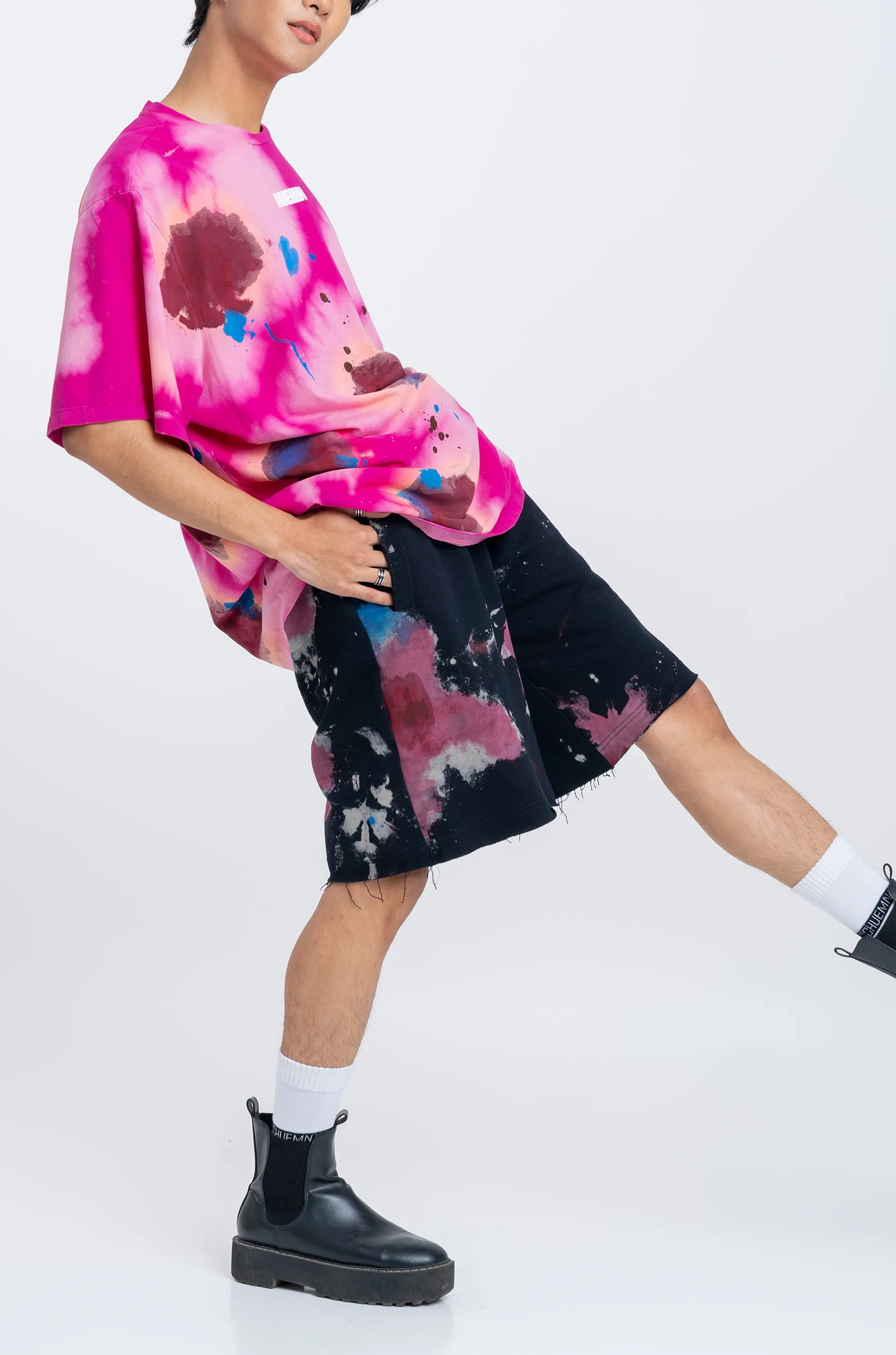 Huemn Blood Washed T-Shirt (Hot Pink)