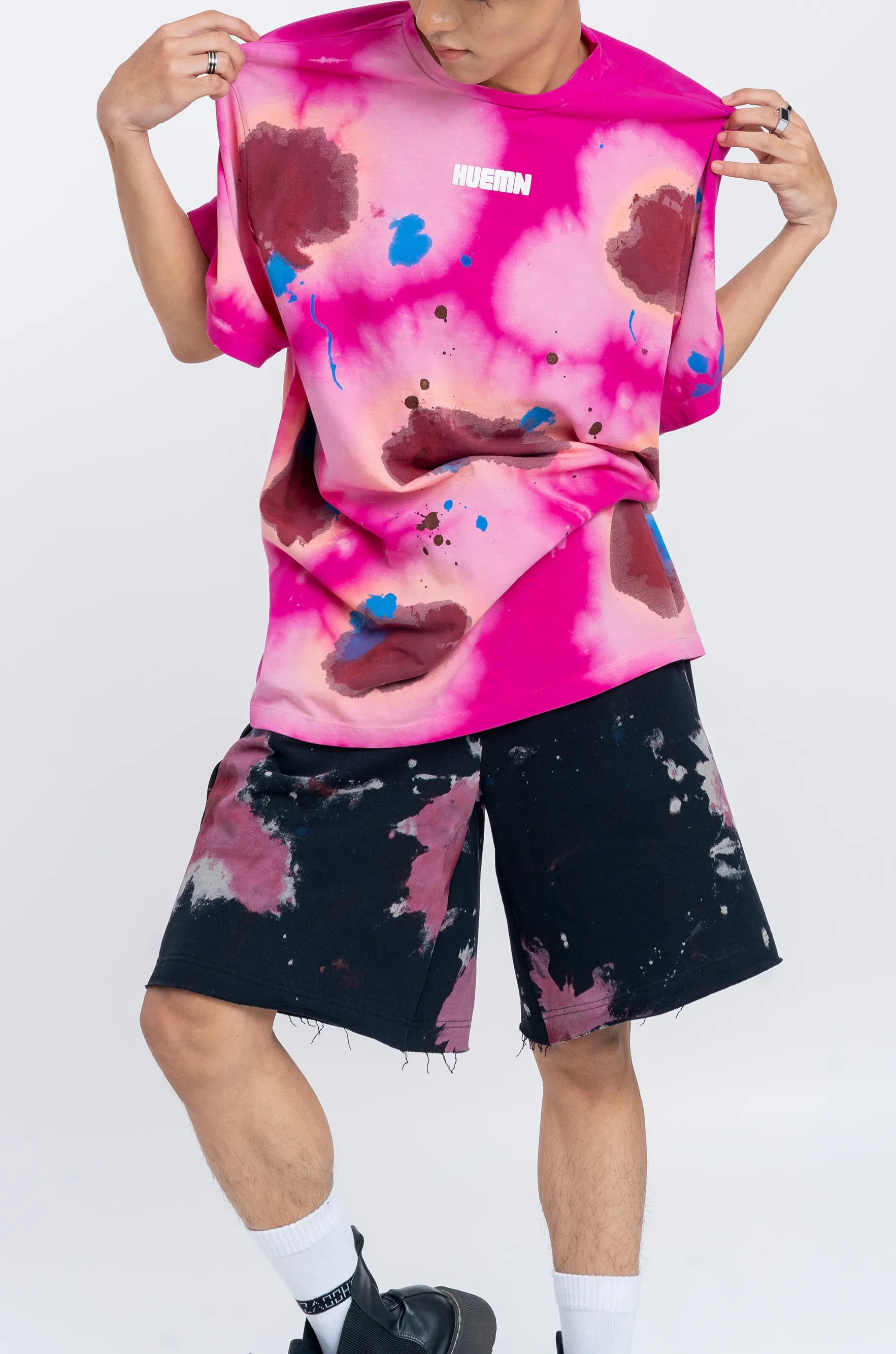 Huemn Blood Washed T-Shirt (Hot Pink)