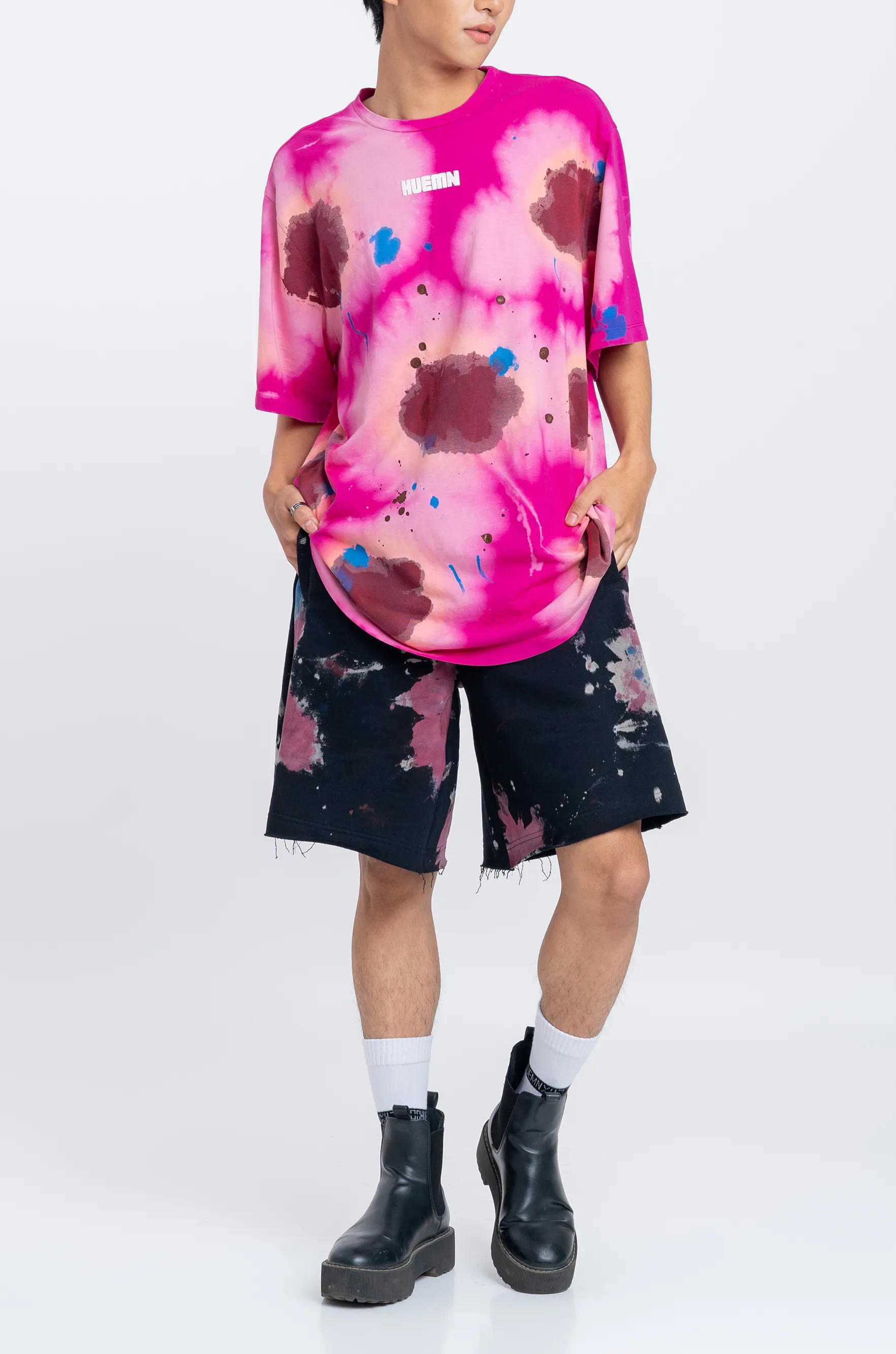 Huemn Blood Washed T-Shirt (Hot Pink)
