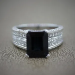 Indicolite Tourmaline Diamond Gold Ring