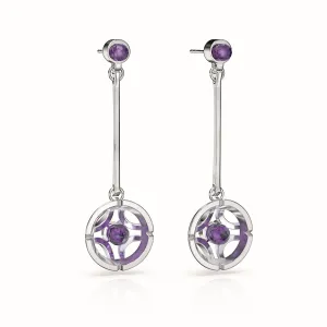 Jalan Besar Drop Earrings - Sterling Silver - Amethyst