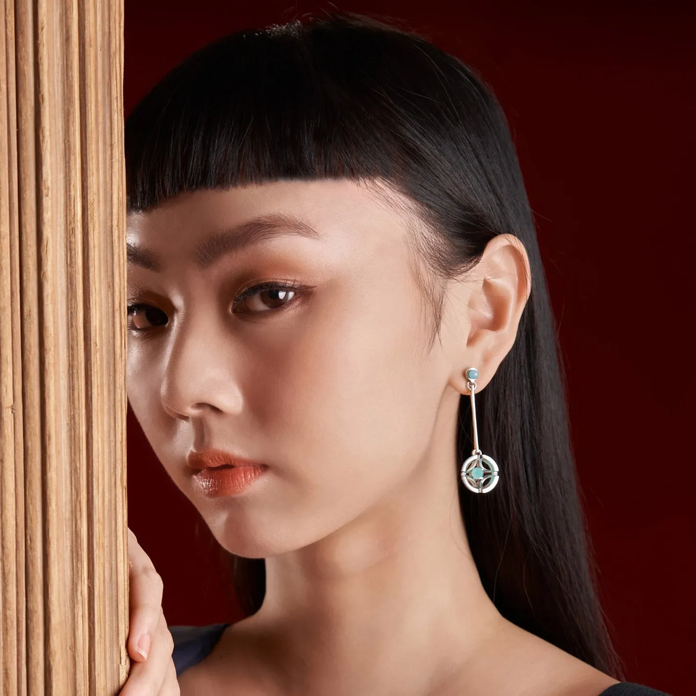 Jalan Besar Drop Earrings - Sterling Silver - Blue Agate