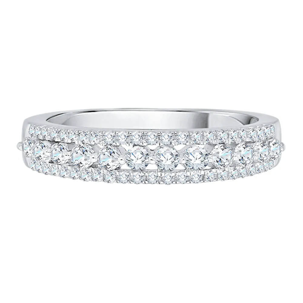 KATARINA Prong set Diamond Triple Row Anniversary Ring (1/2 cttw)