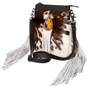 KBG168 - KBG168 -CROSS BODY Hand Tooled Saddle Leather with Cowhide Leather and Upcycled Canvas Ladi