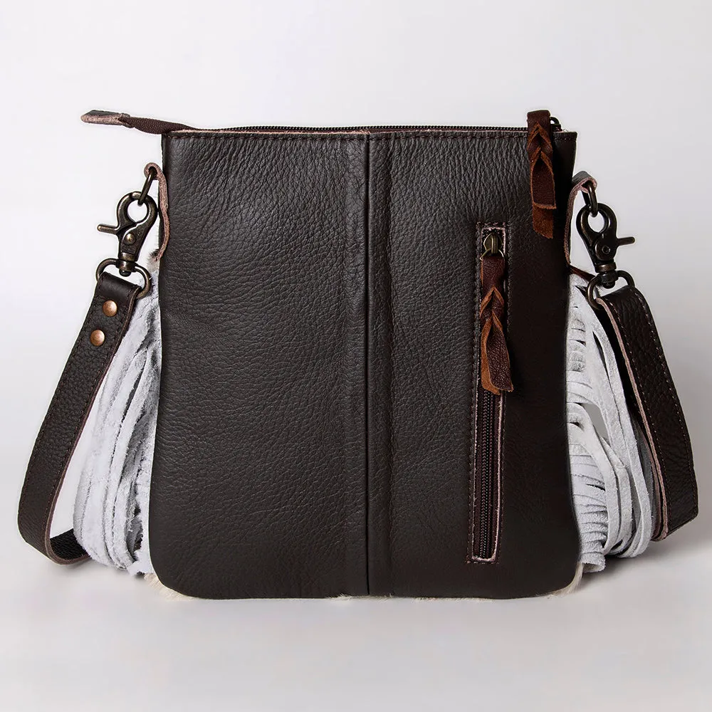 KBG168 - KBG168 -CROSS BODY Hand Tooled Saddle Leather with Cowhide Leather and Upcycled Canvas Ladi