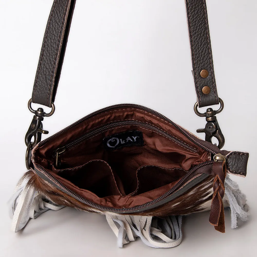 KBG168 - KBG168 -CROSS BODY Hand Tooled Saddle Leather with Cowhide Leather and Upcycled Canvas Ladi