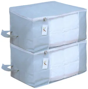 Kuber Industries 2 Piece Clothing Storage Bags|Under Bed Foldable Organizer|Blanket, Quilt, Comforter Cover (Grey)