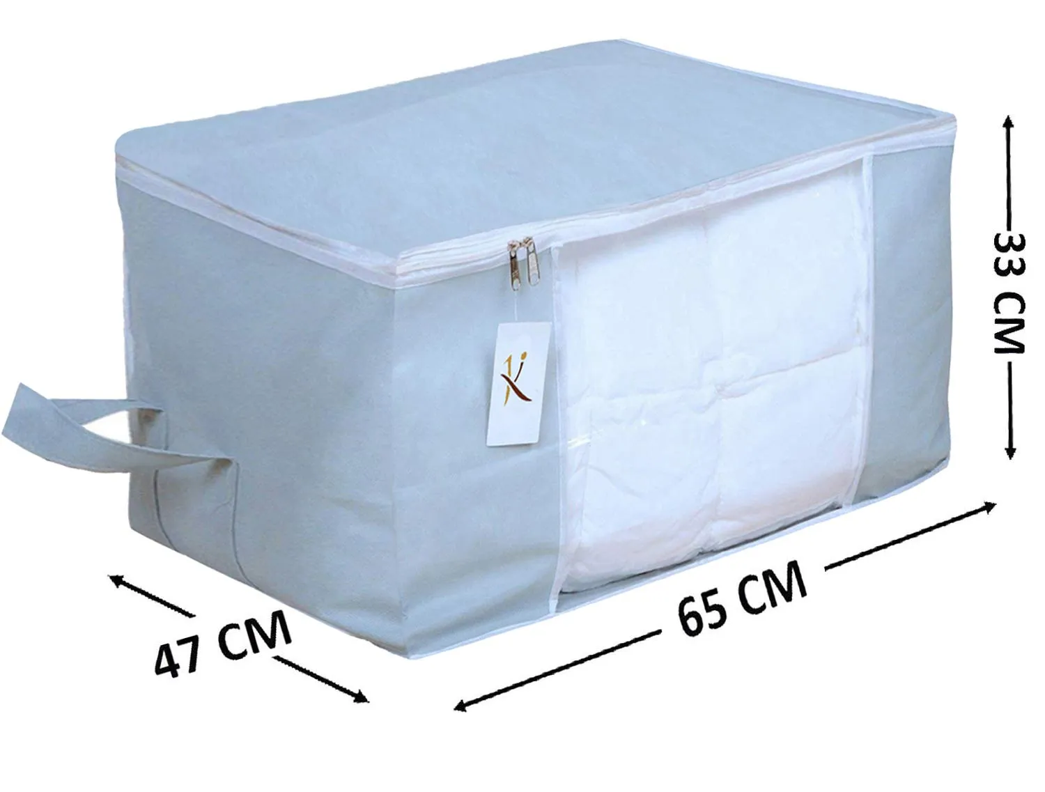 Kuber Industries 2 Piece Clothing Storage Bags|Under Bed Foldable Organizer|Blanket, Quilt, Comforter Cover (Grey)