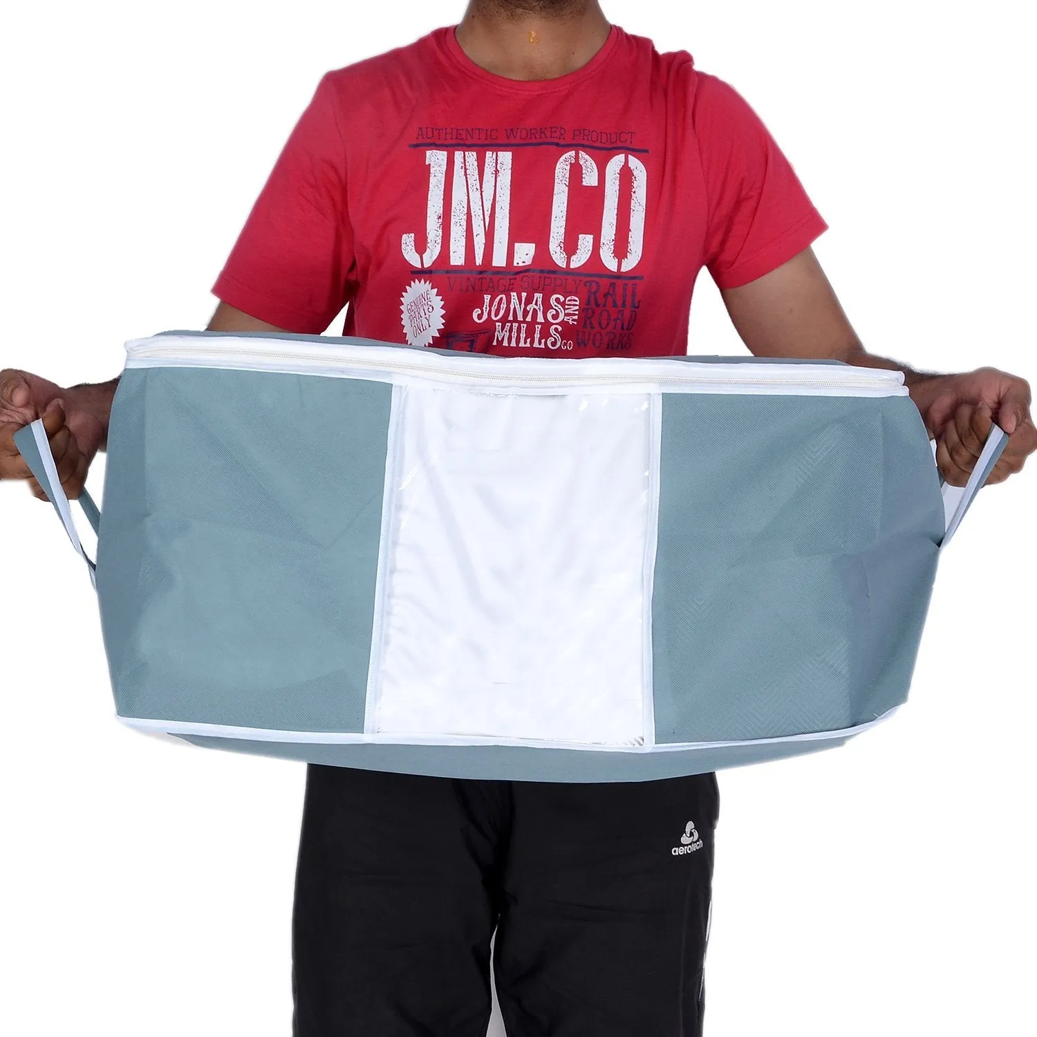 Kuber Industries Rectangular Non Woven Underbed Storage Organiser (Dark Grey, Standard)
