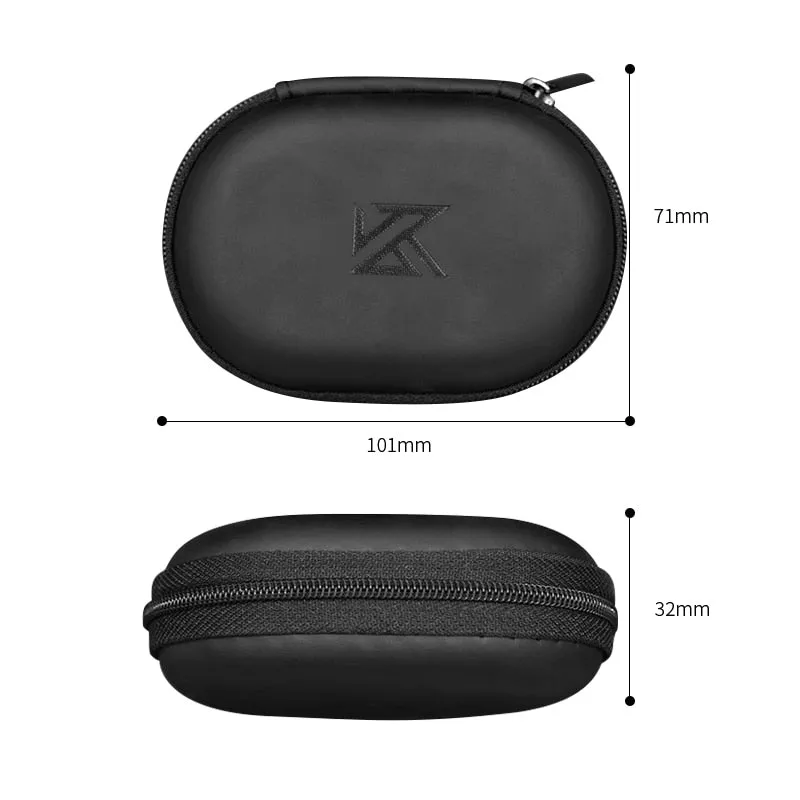 KZ Oval logo Storage Bag Headphones PU Zipper Storage Box Black Portable Hold Storage Box Suitable