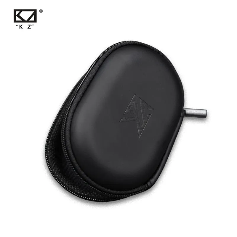 KZ Oval logo Storage Bag Headphones PU Zipper Storage Box Black Portable Hold Storage Box Suitable