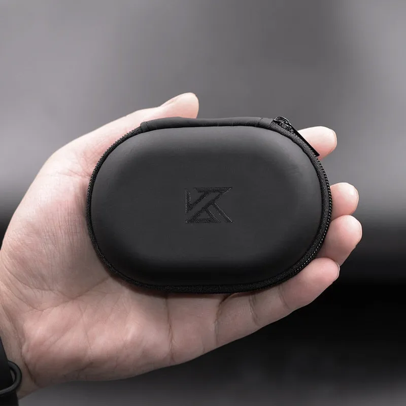 KZ Oval logo Storage Bag Headphones PU Zipper Storage Box Black Portable Hold Storage Box Suitable