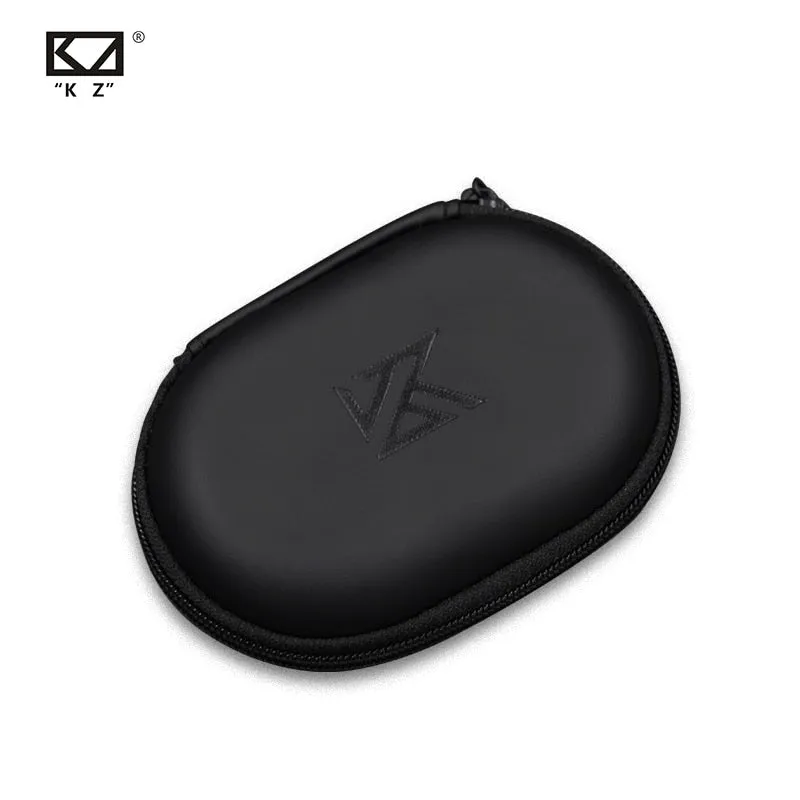 KZ Oval logo Storage Bag Headphones PU Zipper Storage Box Black Portable Hold Storage Box Suitable