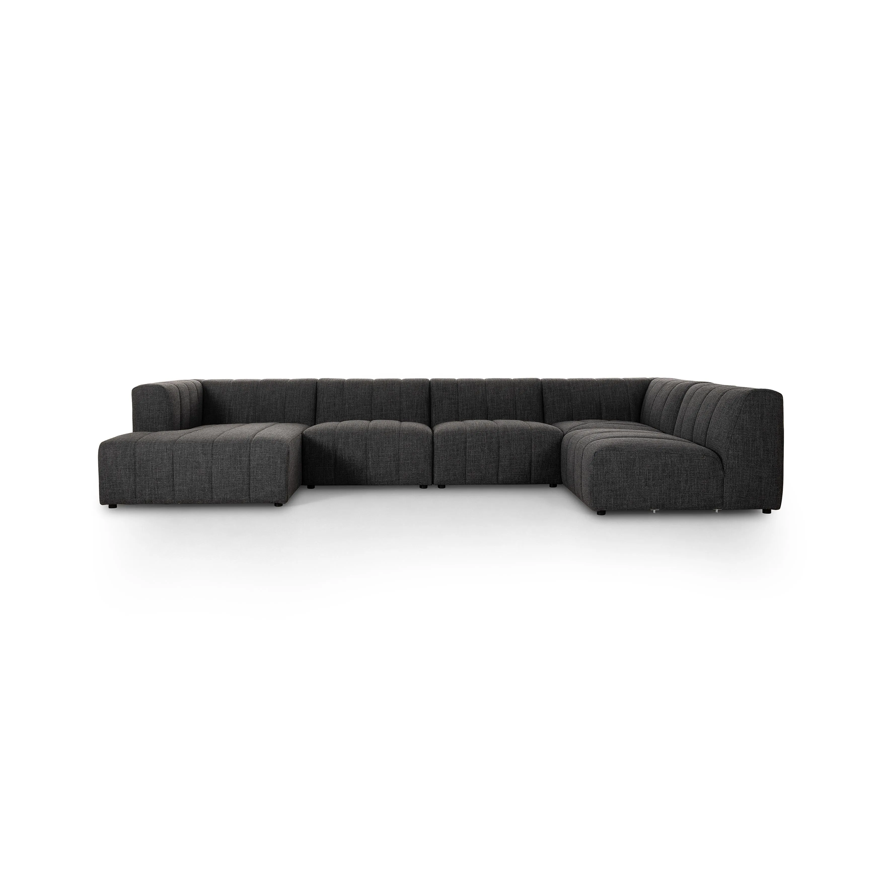 Langham Channeled 5pc Laf Chaise Sectional