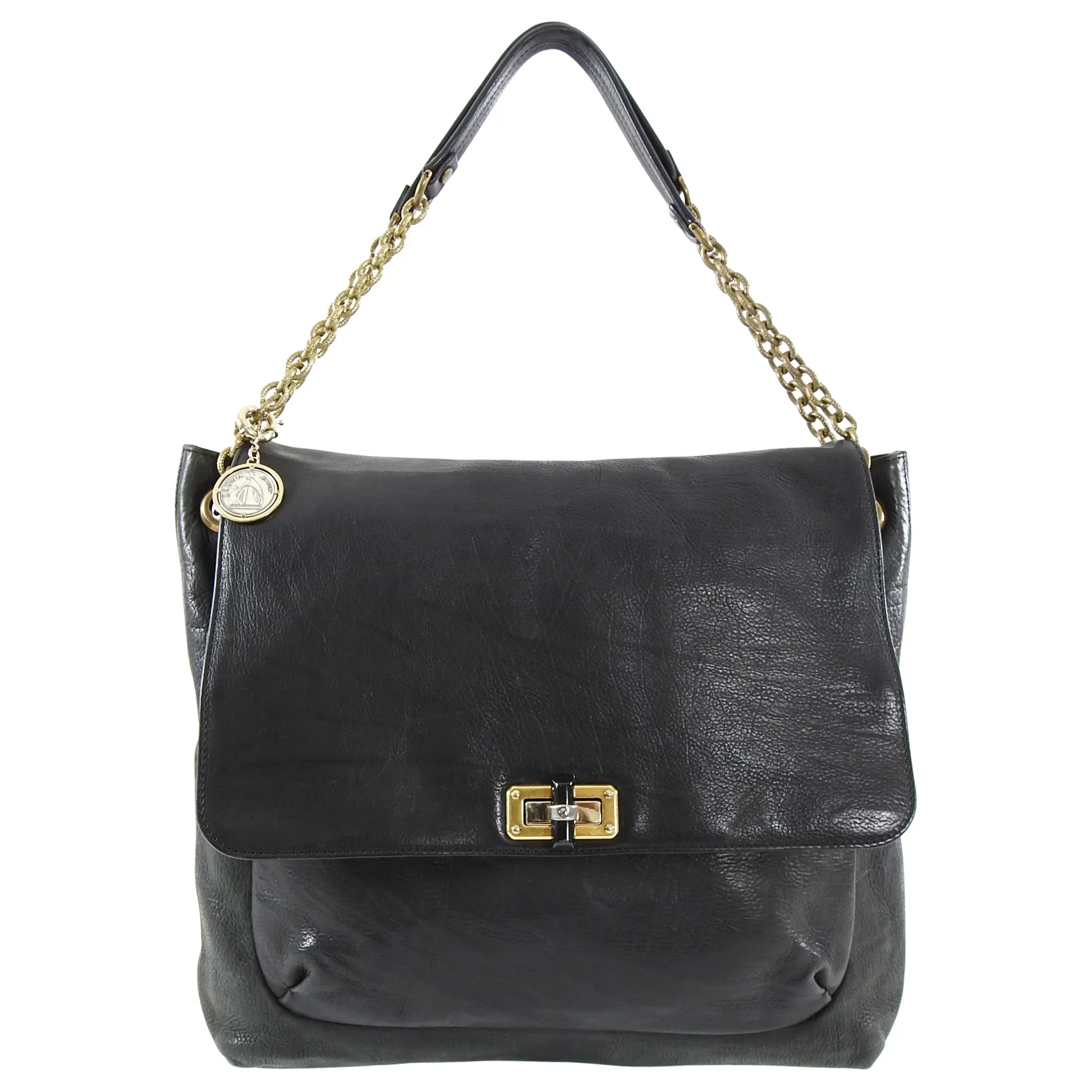 Lanvin Large Black Happy Bag with Chain Strap