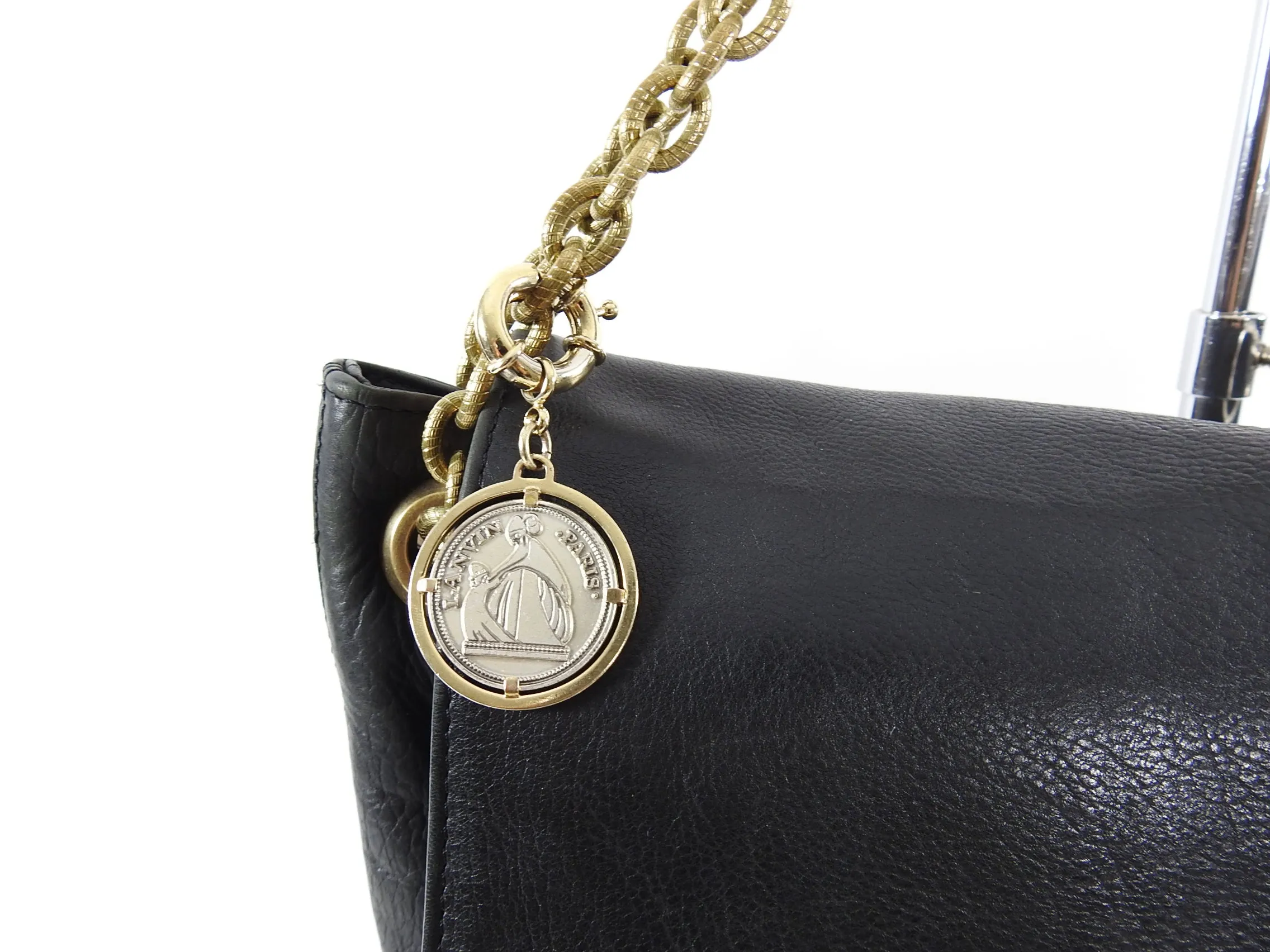 Lanvin Large Black Happy Bag with Chain Strap