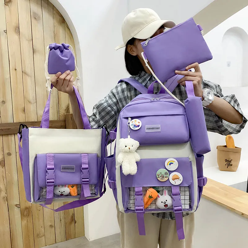 Large-capacity Contrast Canvas Backpack