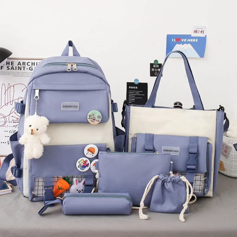 Large-capacity Contrast Canvas Backpack