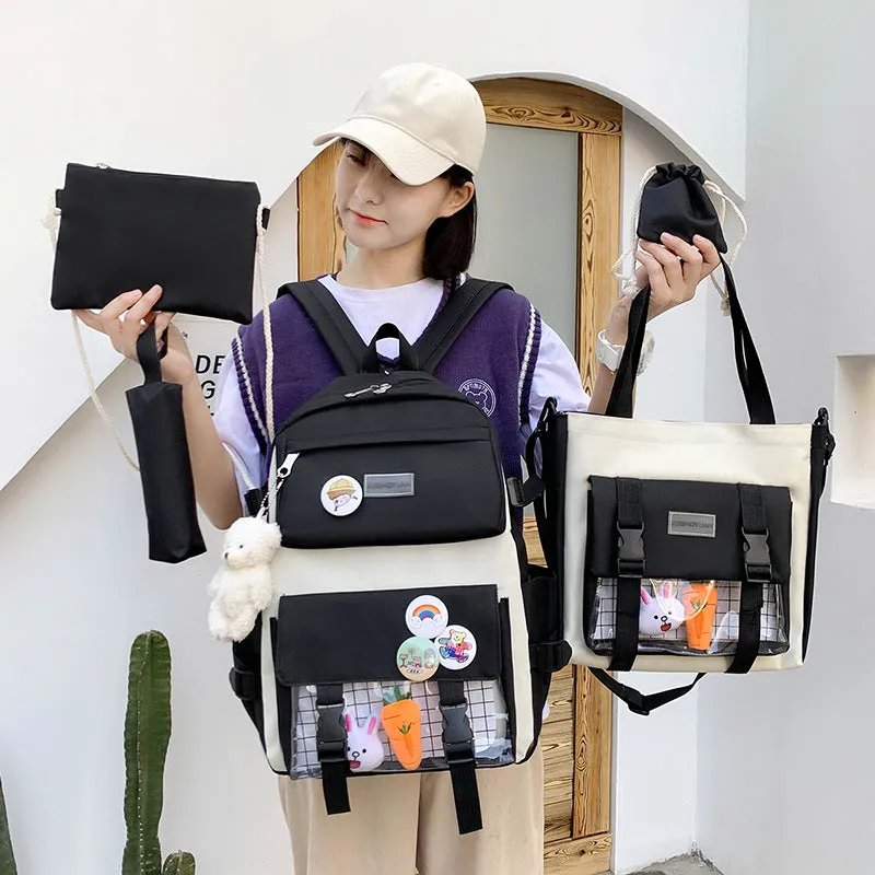 Large-capacity Contrast Canvas Backpack