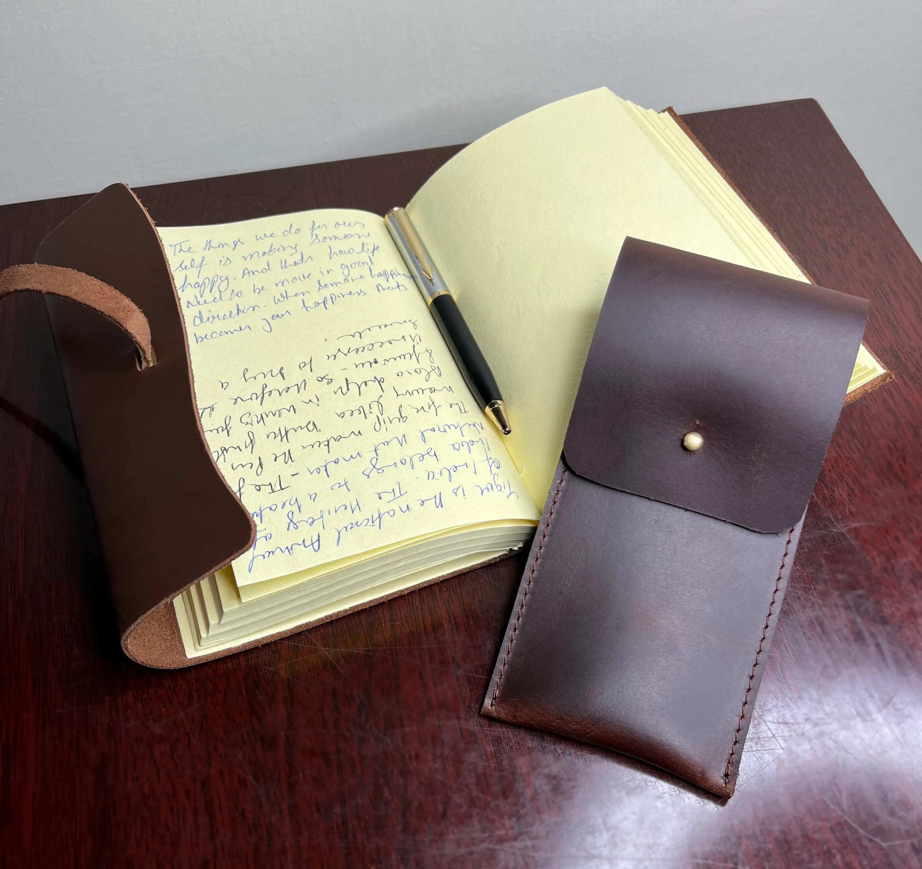 Leather Pen Case - Handmade Pen Protective Sleeve Cover (Walnut Brown)