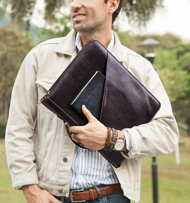 Leather Portfolio for iPad 12.9 Tablet Case, Padfolio Binder iPad Case, File Organizer Notebook Folders, Business Briefcase, Personalized For Gift