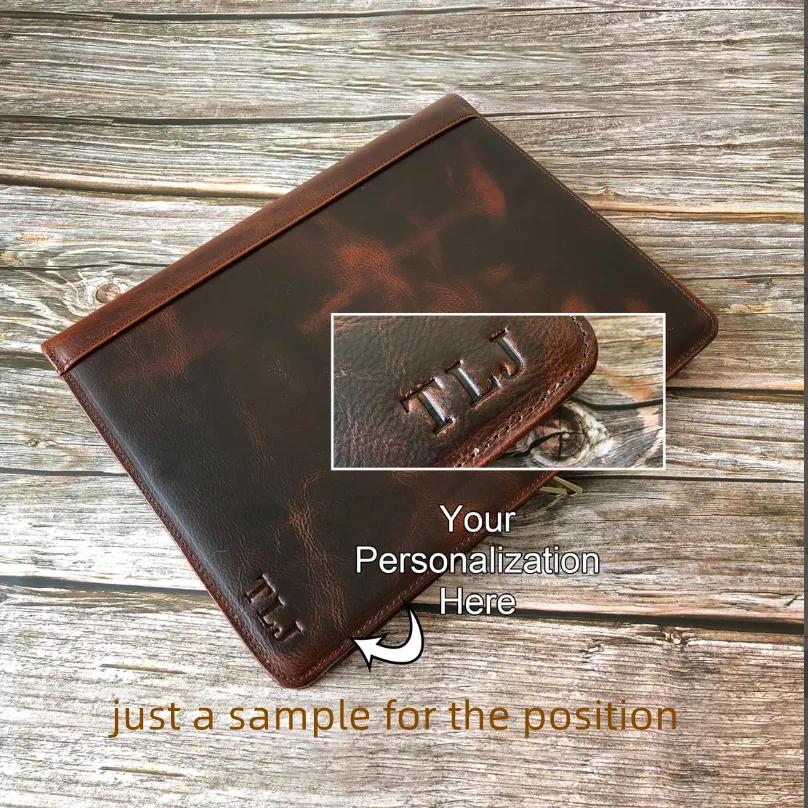 Leather Portfolio for iPad 12.9 Tablet Case, Padfolio Binder iPad Case, File Organizer Notebook Folders, Business Briefcase, Personalized For Gift
