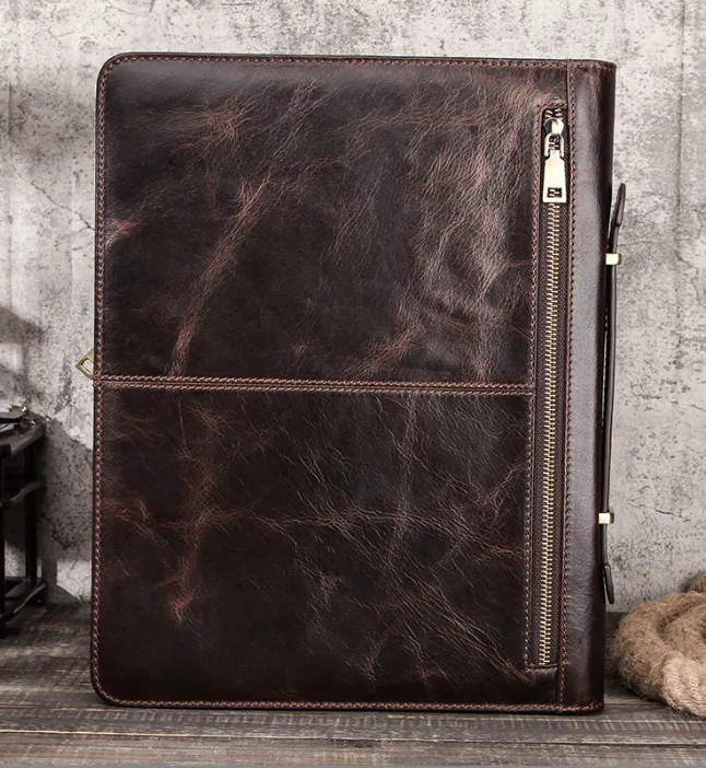 Leather Portfolio for iPad 12.9 Tablet Case, Padfolio Binder iPad Case, File Organizer Notebook Folders, Business Briefcase, Personalized For Gift