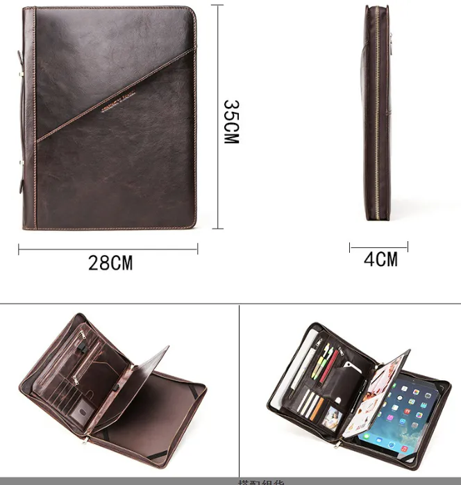 Leather Portfolio for iPad 12.9 Tablet Case, Padfolio Binder iPad Case, File Organizer Notebook Folders, Business Briefcase, Personalized For Gift
