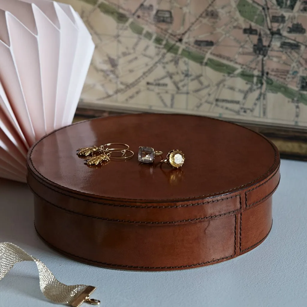 Leather Round Jewellery Box