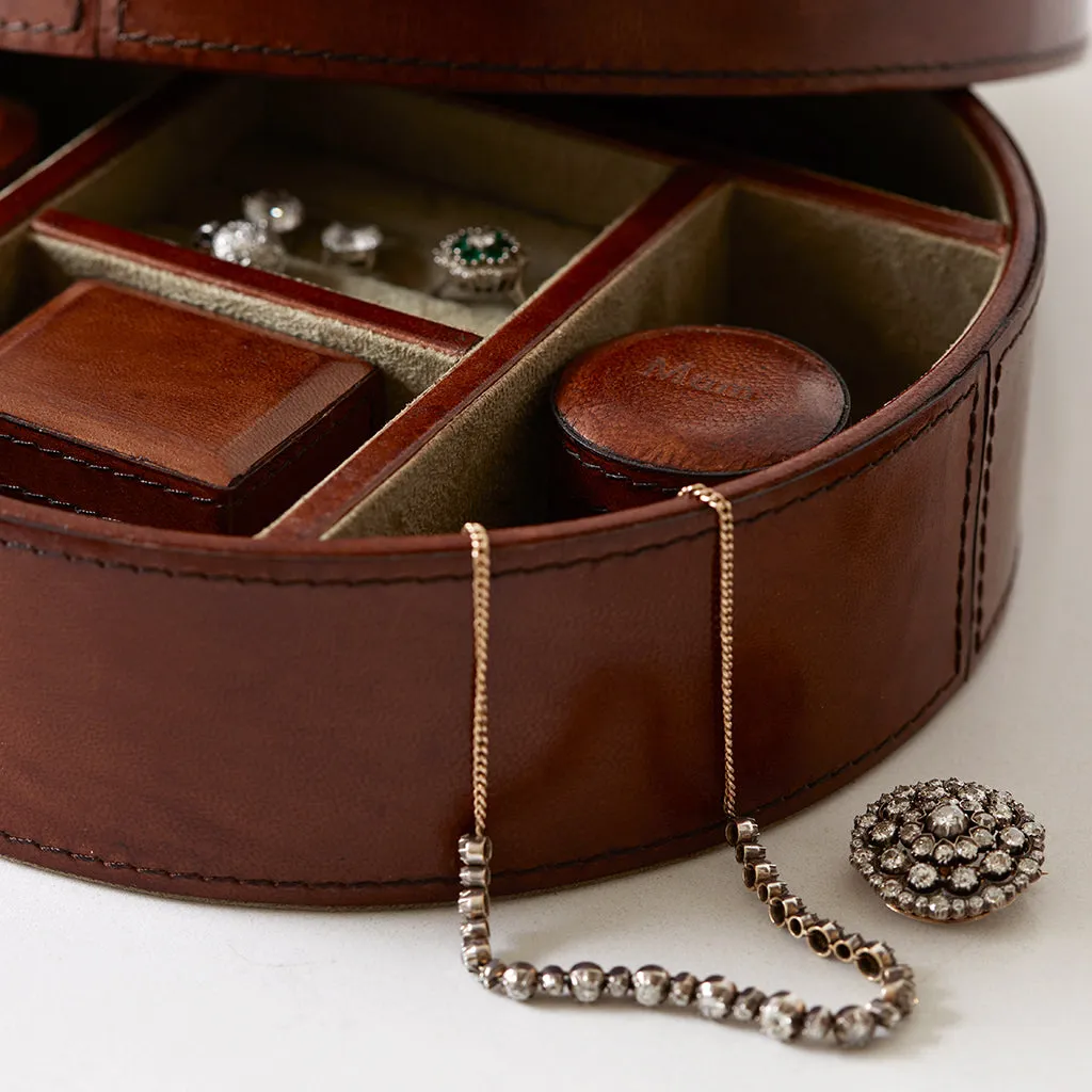 Leather Round Jewellery Box