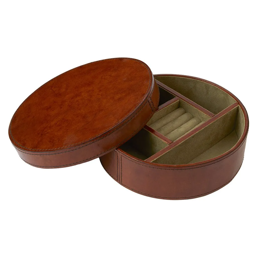 Leather Round Jewellery Box