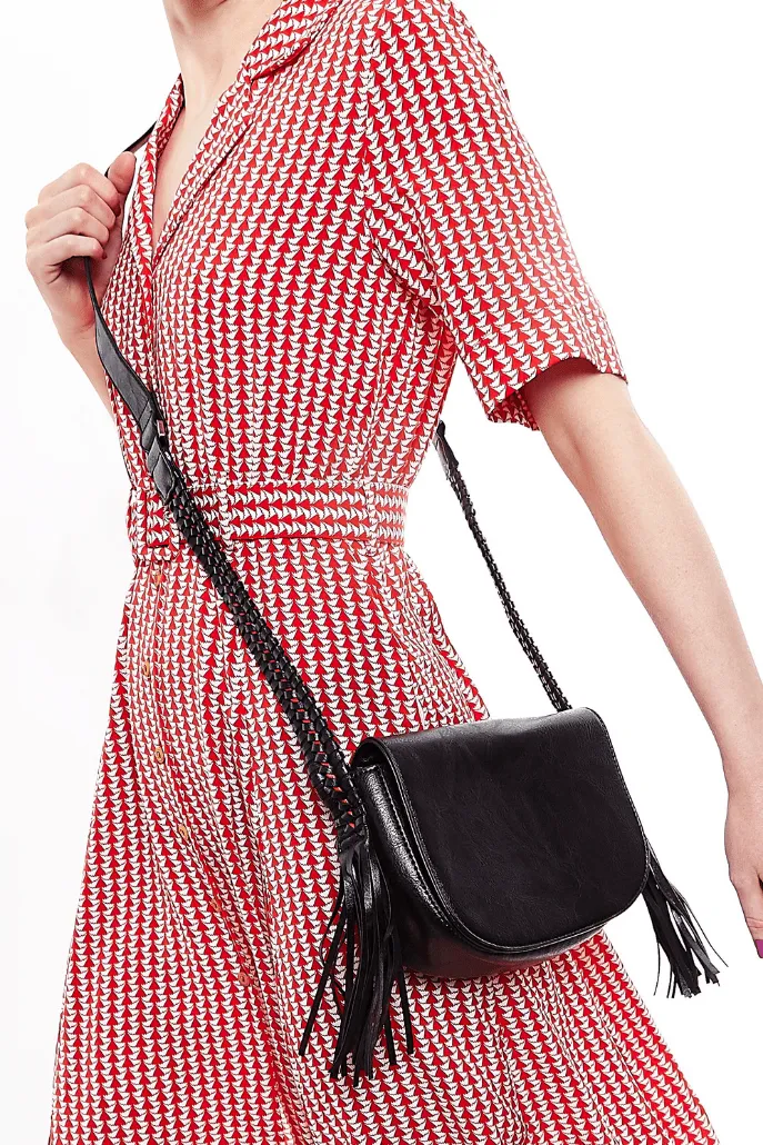 Louche Clay Saddle Bag With Tassel Detail