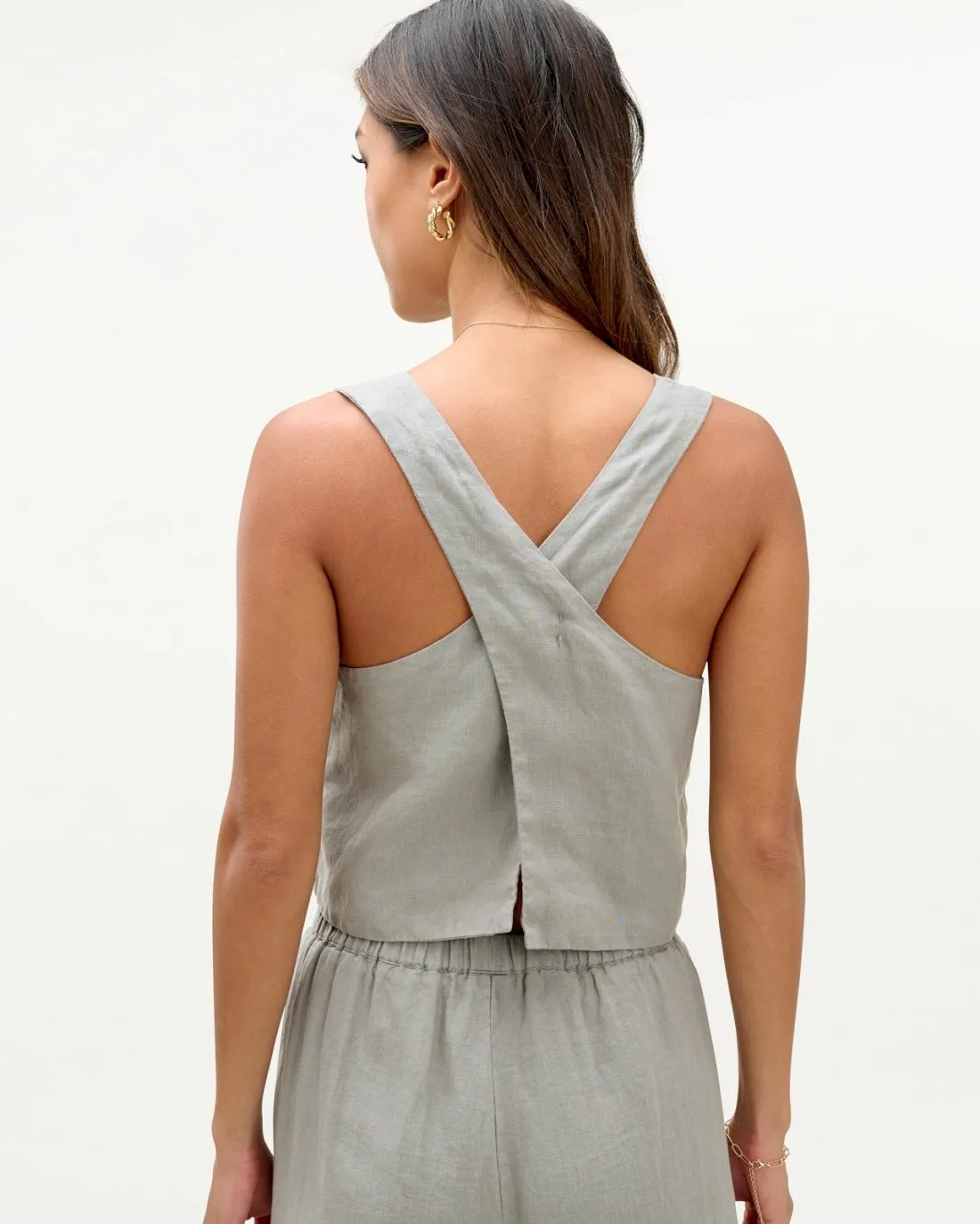 Mary Lawless Lee x Splendid Cross Back Linen Tank