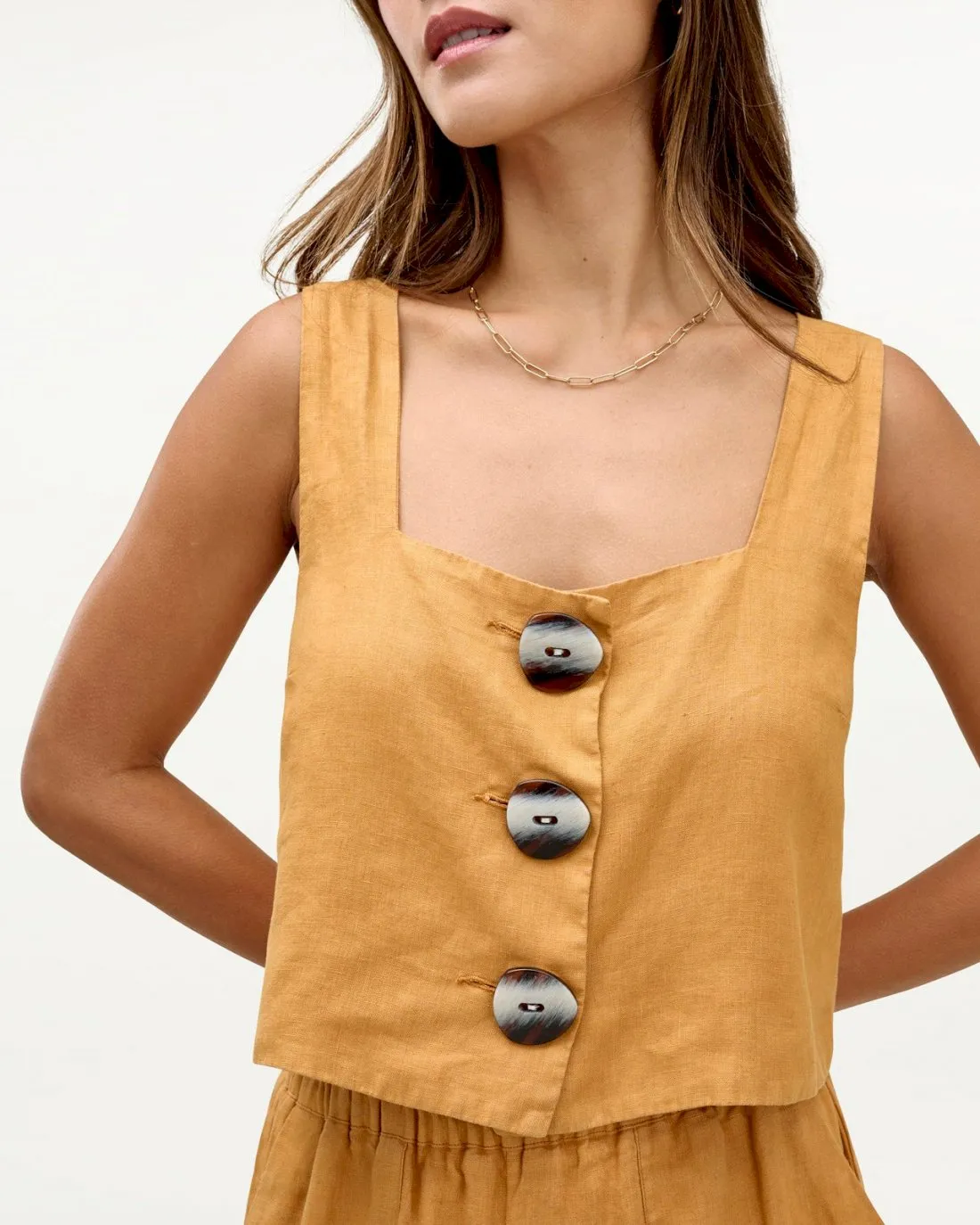 Mary Lawless Lee x Splendid Cross Back Linen Tank