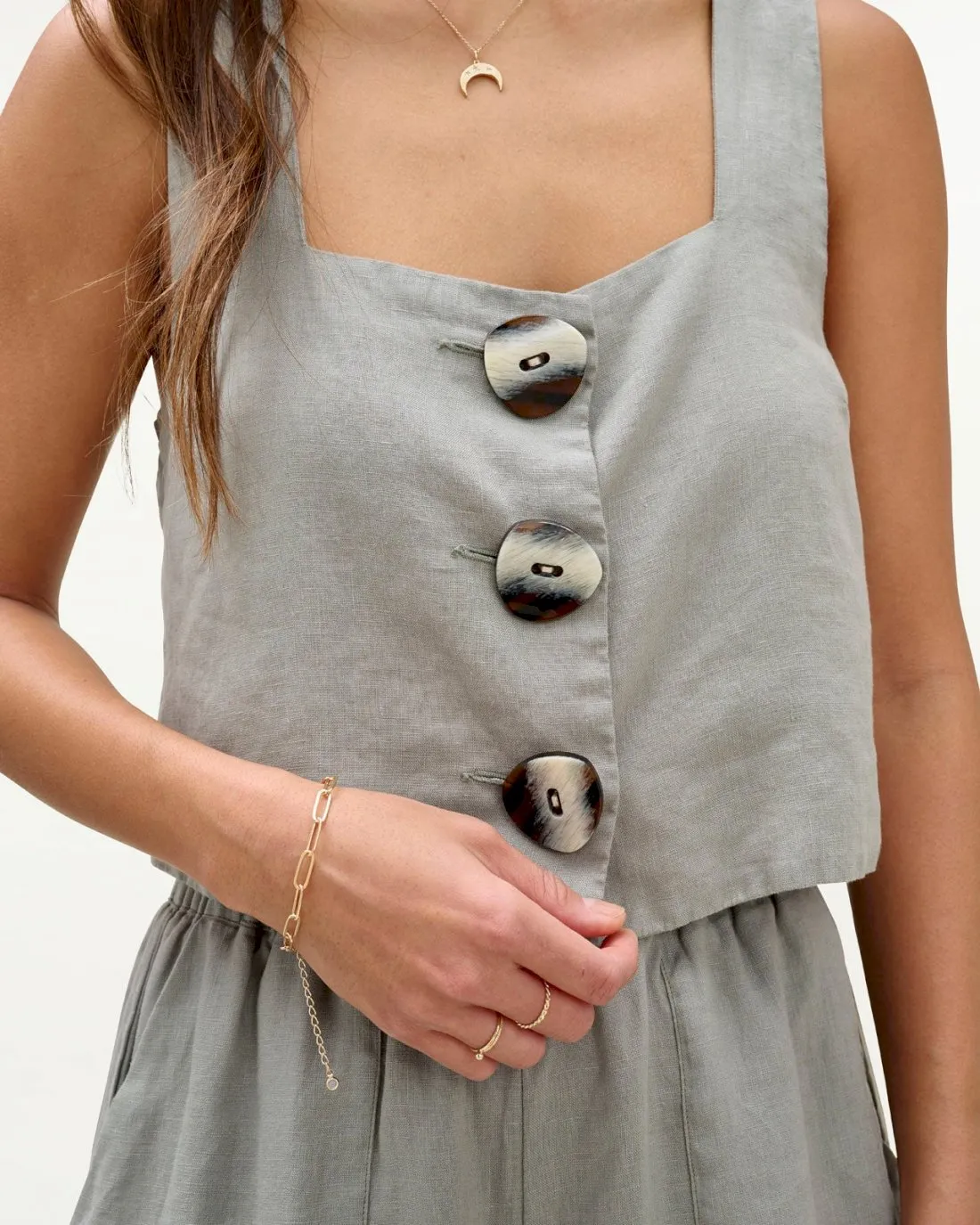 Mary Lawless Lee x Splendid Cross Back Linen Tank