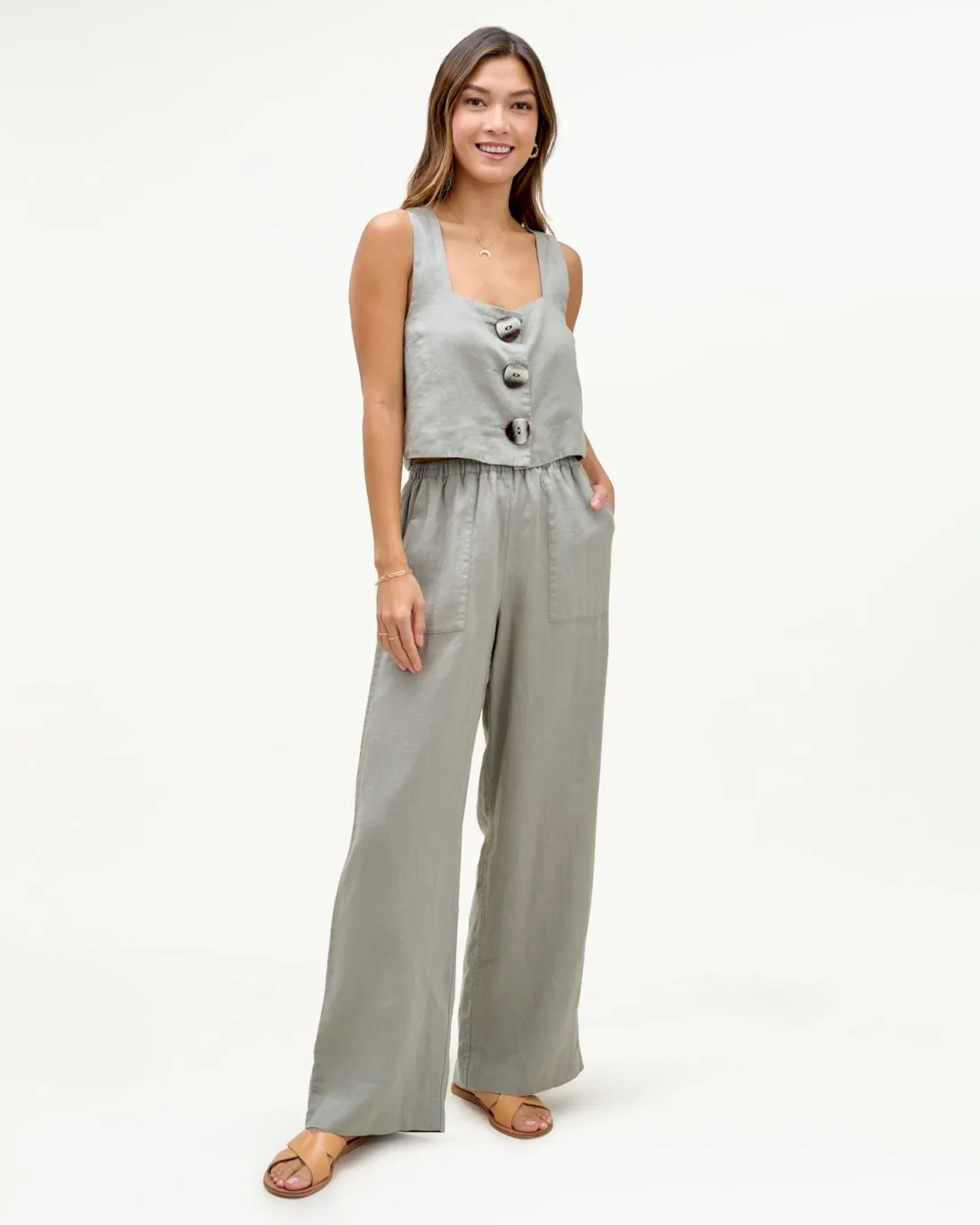 Mary Lawless Lee x Splendid Cross Back Linen Tank