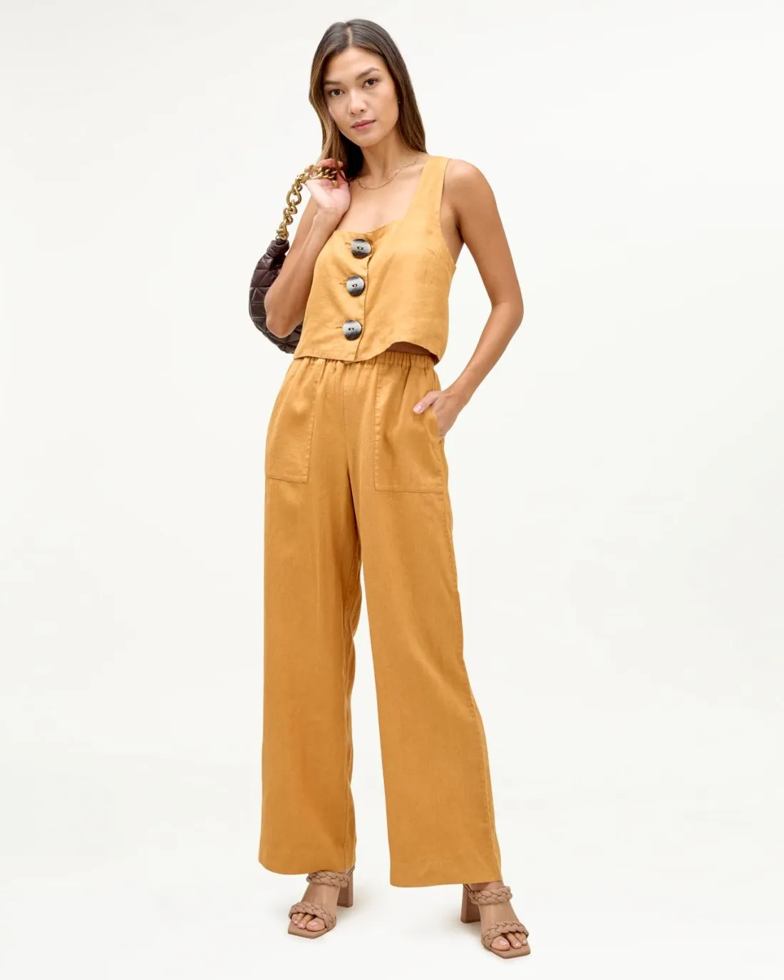 Mary Lawless Lee x Splendid Cross Back Linen Tank